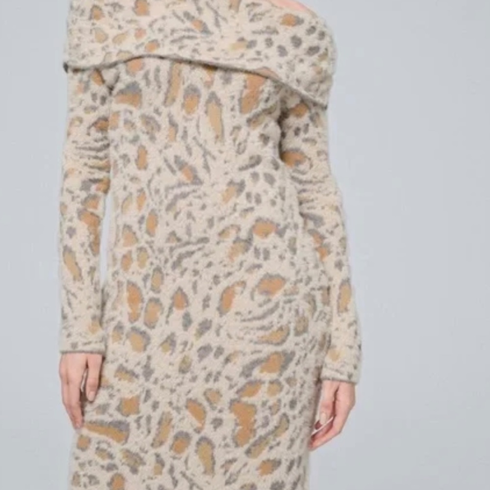 WHBM Leopard Print Cozy Midi Sweater Dress NWT/NEW White House Black Market